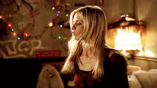 Buffy Summers spinning a wooden stake
